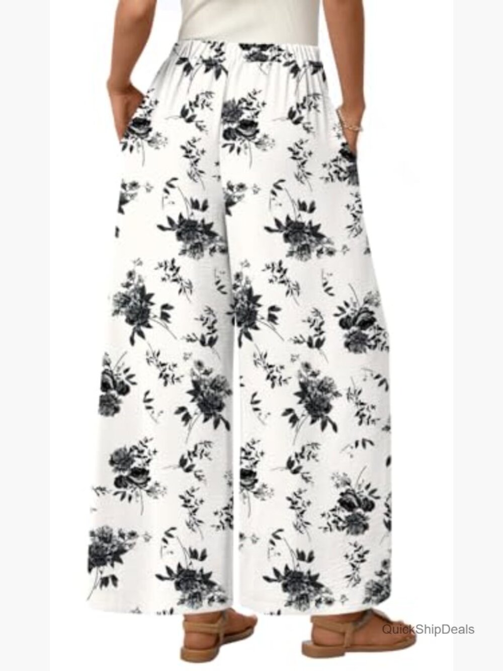 Women's Wide Leg Lounge Pants with Pockets High Waisted Drawstring Palazzo - Picture 3 of 6